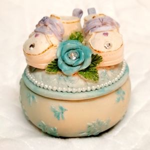 Vintage Baby Trinket porcelain Jewelry Box